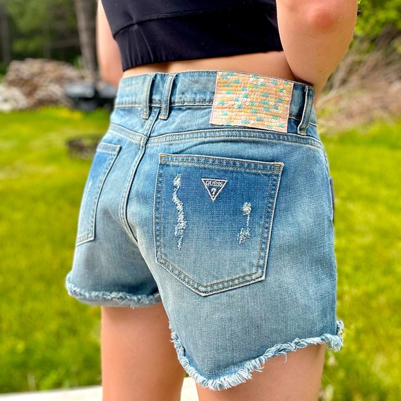 Vintage 90s Guess Cut Off Shorts with some Glitz & Glam - Picture 2 of 6